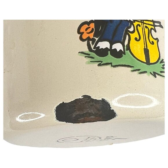 Vintage Enamel Childrens Mug Donkey Playing Cello Cup Novelty - Picture 5 of 10